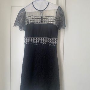 SANDRO Two Tone Lace Dress
